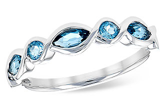 14K White Gold Blue Topaz Fashion Ring, 0.60Carat Tw